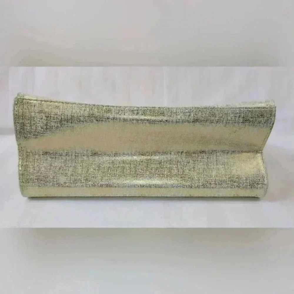 Gold Metallic Floral Embossed Cosmetic Bag‎ Zebra Print Lining Iris Zipper Pull